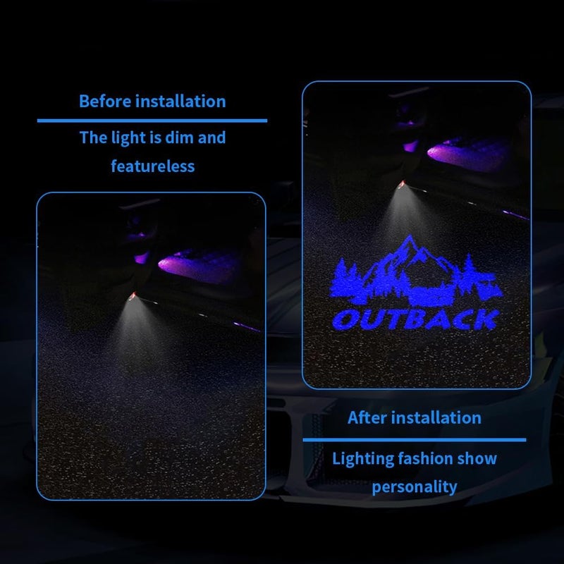 uunonaha 2 pcs Non-Fading Outback LED Car Door Logo Lights Courtesy Projector Laser Welcome Light Ghost Shadow Outback Accessories Puddle lamp Compatible with Outback(Outback-Blue-HD) - Image 5